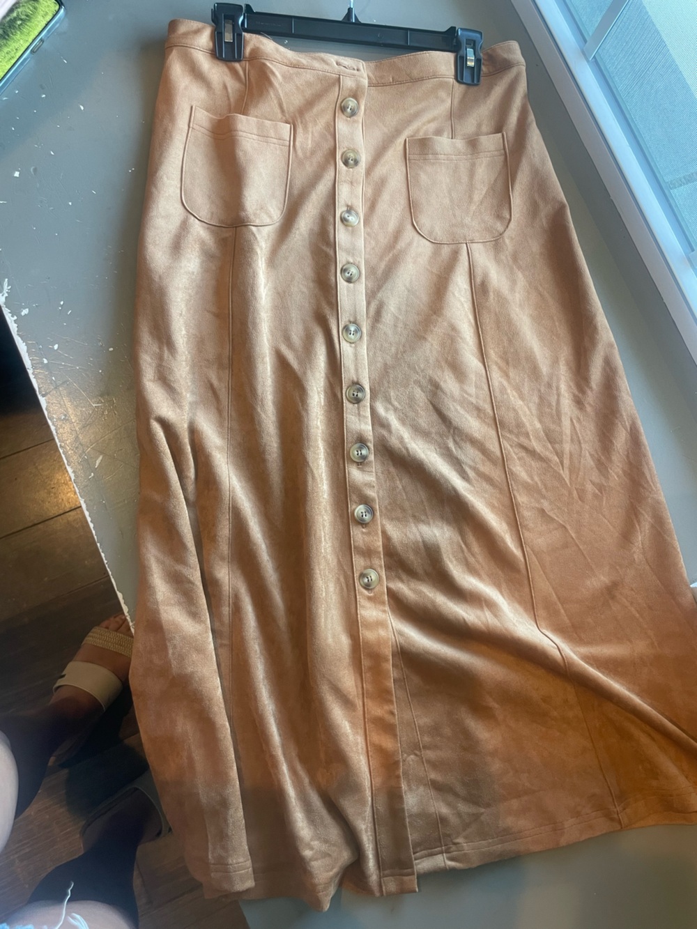 BLU PEPPER Camel Button Front Maxi Skirt